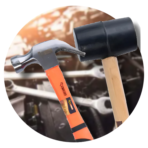 Martelo de Borracha e Martelo de Aço