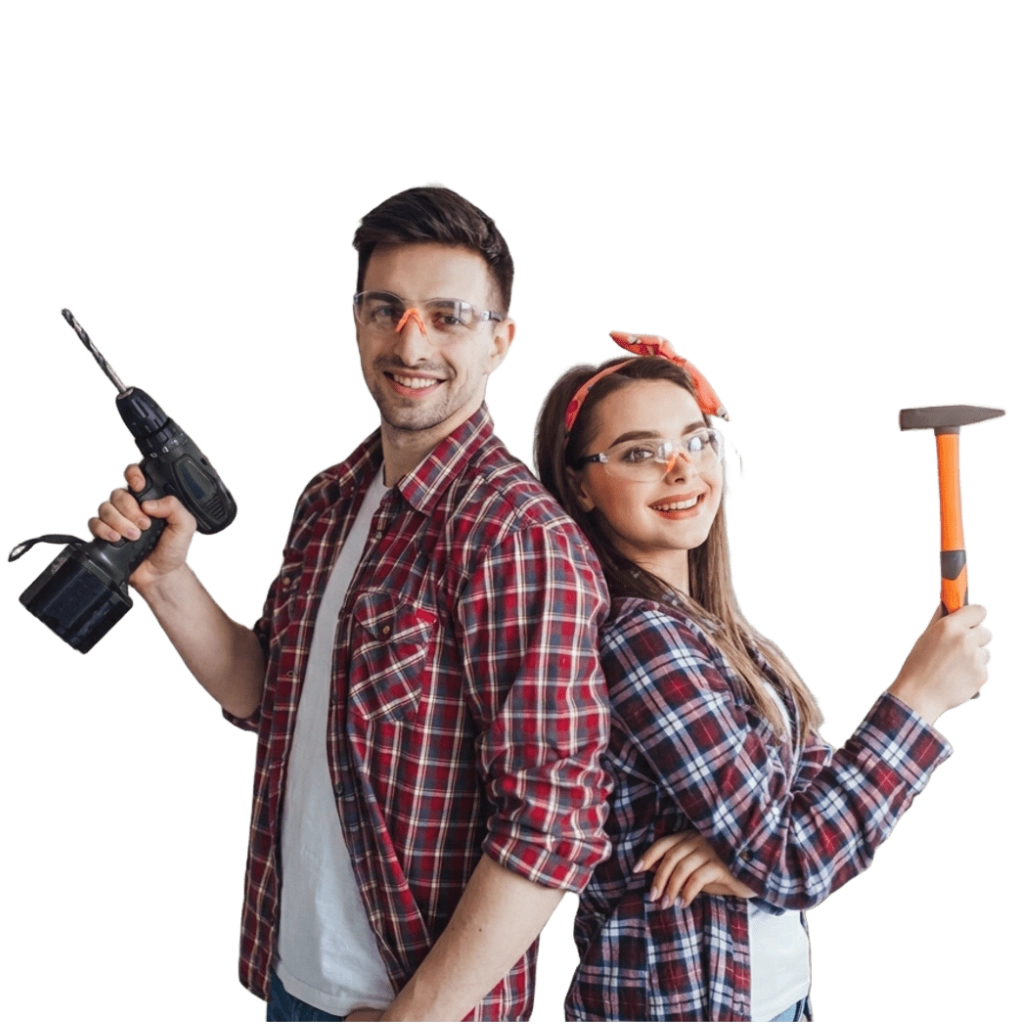 Casal com ferramentas e tudo mais